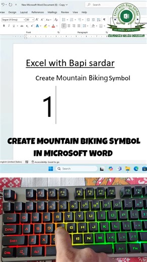 2.6K views · 14 reactions | ‍♂️ Create Mountain Biking Symbol in Microsoft Word using Shortcut Keys! ⛰️ Add adventure to your documents with this fun symbol trick! ✨ #MicrosoftWord #WordTricks #ShortcutKeys #MountainBiking #SymbolShortcut #MSWordTips #WordTutorial #LearnWithFun #OfficeTips #TechWithBapi | learn Excel with Bapi Sardar | Facebook