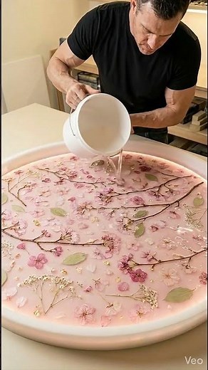 Most Beautiful Table Ever - Glowing Cherry Blossom Resin 🌸