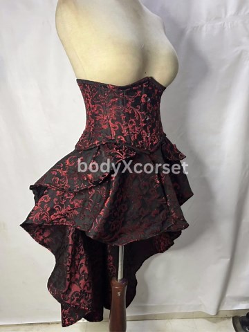 Brocade Corset Skirt Set: Gothic Burlesque High-low Bustle Dress Steampunk Waist Trainer Corset - Etsy