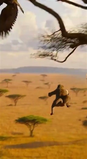 The Baboon’s Fate After Being Caught by the Mother Eagle #야생동물 #모성애