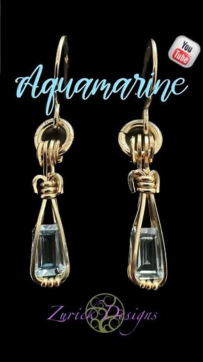 Wire Wrapping Small Stones- Aquamarine Gold Fill Dangle Earrings