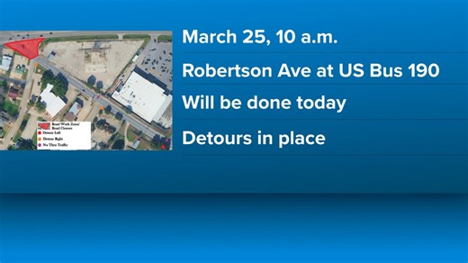 Traffic Alert: Robertson Avenue as US Bus. 190 closing temporarily