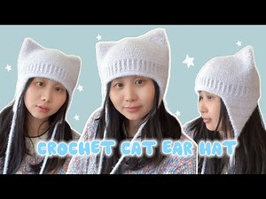 Crochet cat ear hat in 2 hours/Beginner friendly✨