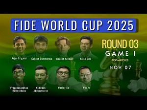 FIDE WORLD CUP 2025 | R 3 -GAME 1 | GUKESH, KEYMER, PRAGGNANAND, ERIGAISI, ARONIAN