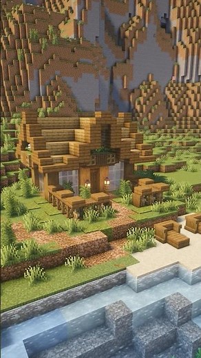 Building a beach hut with block combos from the comments (including armor stands😅) #minecraft