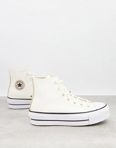 Converse Chuck Taylor Lift Hi platform trainers in off white | ASOS