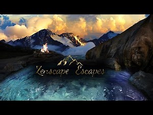 Mountain Top Cozy Hot Spring Ambience, Water, Crackling Fire, Light Wind Sounds Relax Relieve Stress