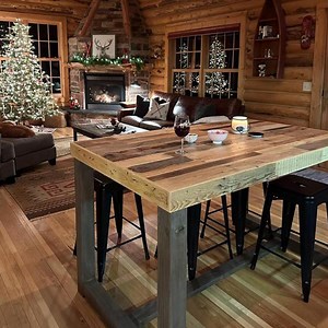 Counter or Bar Height Table in Natural Finish | Hundreds of Dimensions | Wheel and Power Outlet Add-on Options - Etsy