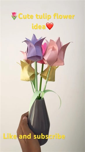 Cute Tulip flower 💐#super easy#Room decoration#￼ cute table Decoration ￼