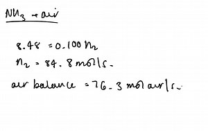 SOLVED:In the manufacture of nitric acid, ammonia and preheated air are mixed to form a gas containing 10.0 mole % NH3 at 600^∘ C. The ammonia is then catalytically oxidized to form NO2, which is absorbed in water to form HNO 3. If ammonia enters the gas blending unit at 25^∘ C at a rate of 520 kg / h and heat is lost from the mixer to its surroundings at a rate of 7.00 kW, determine the temperature to which the air must be preheated. (See Example 8.3-6.)