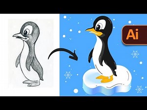 Create a Vector Penguin from Sketch (HD) | Adobe Illustrator Beginner Tutorial: