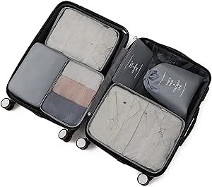 Compression Packing Cubes - 7 Set Travel Organizer Cubes - Suitcase Organizer Bags Set - Extensible Storage Mesh Bags Organizers for Travel Essentials Travel Must Haves