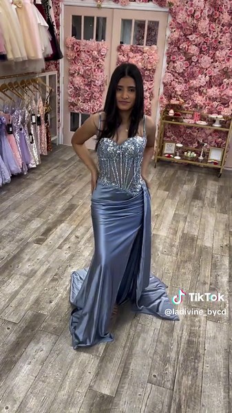 Corset embellished gown #cd868 in Dusty Blue ✨ #ladivinebabe #promdress #eveninggown #bluedress