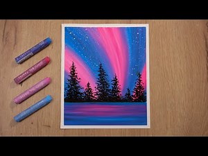 Oil Pastel Drawing for Beginners Northern Lights