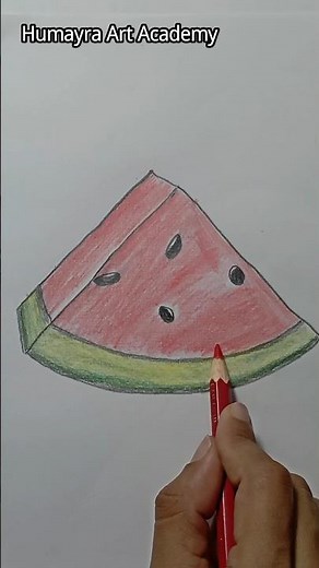 Watermelon Pencil Sketch with Colors | Step by Step Drawing