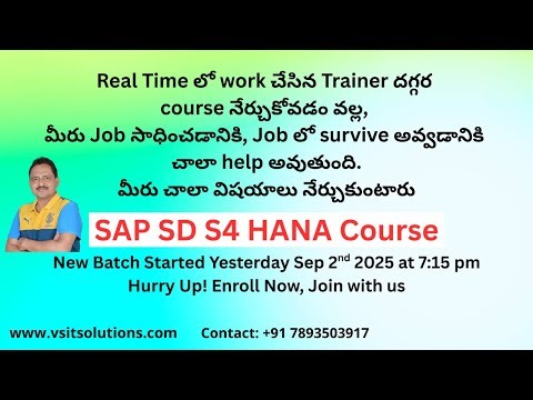SAP SD S4 HANA Training | SAP SD in Telugu | Best SAP SD Online Training | by Veera BS
