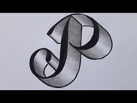 3d Drawing Letter P On Paper For Beginners / How To Write Easy Art With Marker And Pencil