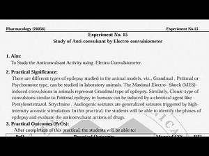 Pharmacology Experiment 15 | Study of anti-Convulsant by Electro-convulsiometer | S Y D Pharm Manual