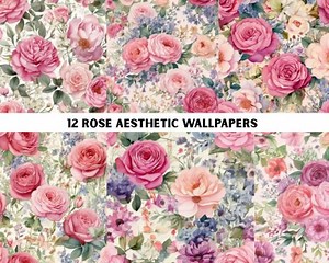 12 Roses Wallpaper Background | Romantic Floral Digital Download | Rose Aesthetic Desktop & Phone Wallpaper | Elegant Flower Art Print - Etsy