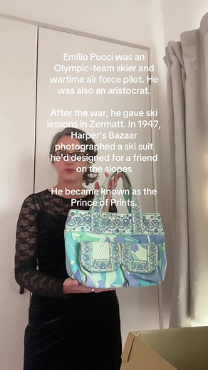 Emilio Pucci was a marquis from one of Florence's oldest aristocratic families — the Pucci palazzo was built for them almost 1,000 years ago and still contains a Botticelli. He was an Olympic-team skier and a wartime air force pilot. After the war, with Italy's economy in ruins, he made ends meet giving ski lessons in Zermatt. In 1947 a Harper's Bazaar photographer spotted a ski suit he'd designed for a friend on the slopes. Orders started pouring in from America. He was the first person to desi