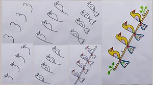 51K views · 1.2K reactions | How to draw 4 bird with number 3333 for kids | Bird art | Bird drawing using number 3333 | Very easy and unique tricks bird drawing | Priyanka creative guru | Facebook