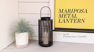 LampLust Outdoor Lanterns Decorative Spring Patio Decor, 16 Inch Black Metal Candle Lanterns, Battery Operated LED with Timer, Front Porch, Spring Outdoor Decorations, Modern Farmhouse Decor