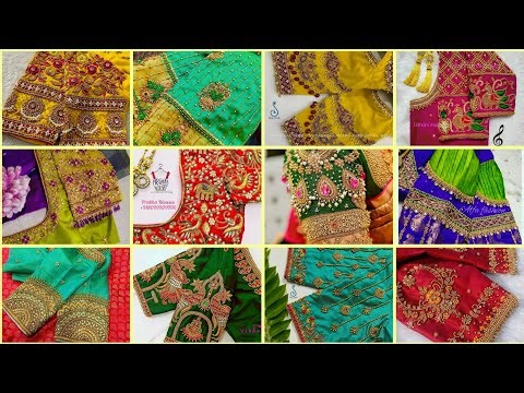 Trendy aari work blouse sleeves and neck designs/party wear aari work blouse designs