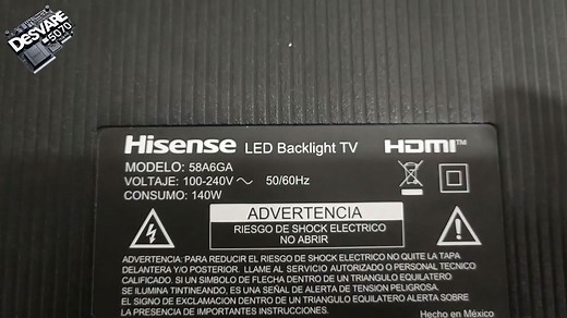 Reparación de pantalla Hisense con falla de imagen oscura modelo 58A6GA