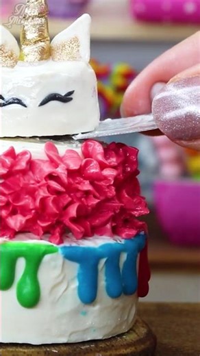 Decorating a Tiny Unicorn Cake 🦄✨ | Satisfying ASMR