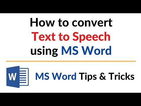 How to Convert Text to Speech using MS Word