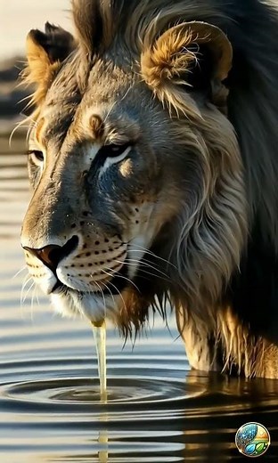 Majestic Lion Swimming A Rare Encounter with Nature's King in Water