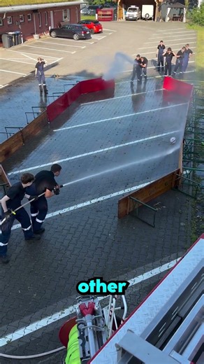 these firefighters started spraying water at each other