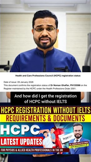 HCPC Registration with & Without IELTS #hcpc #jobsinuk #physiotherapyjobs #ytshorts #shorts