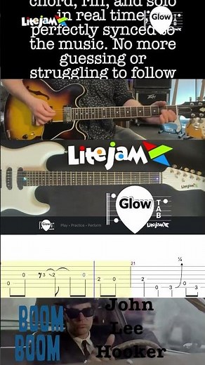 Boom Boom 120 BPM - John Lee Hooker Guitar Lesson - E Blues - Lite Jam LED - Glow Tab - Rolling Tab