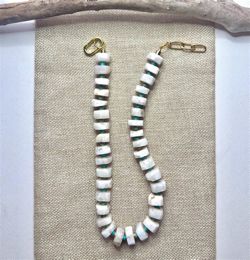 Moonstone Necklace, Sea Sediment Jasper, Gold Plated Carabiner Clasp - Etsy