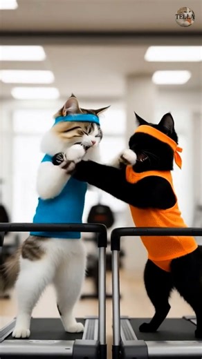 Cat vs Cat The Ultimate Treadmill Race! 🏃‍♂️💨 #shorts #cat