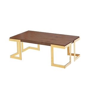 [Hot Item] Rectangle Glass/MDF Coffee Table with Stainless Steel Table