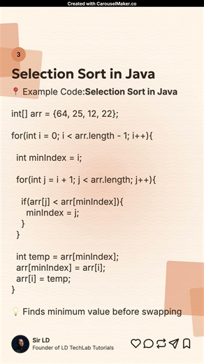 Selection Sort Explained | Java Sorting Algorithm Tutorial for Beginners #programming #codeprep