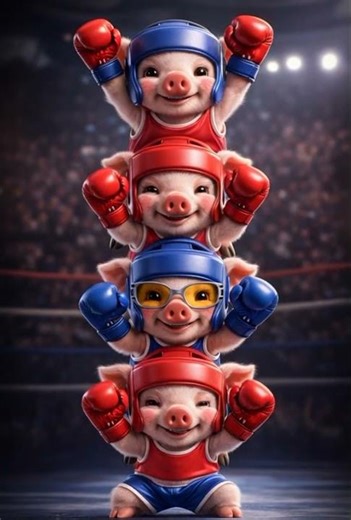Dancing Boxer Piglets