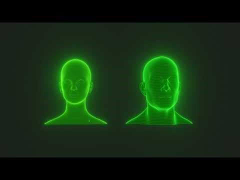 Sci-Fi Green Hologram Male and Female Head 3D Model Animated with Facial Expressions [Turnaround]