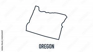Line animated map showing the state of Oregon from the united state of American. 2d map of Oregon.