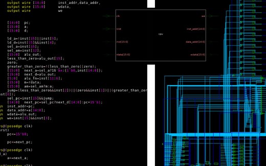 自制CPU及相应汇编机器码转换程序，DC综合 功能仿真