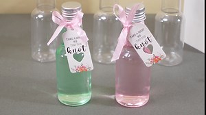 Hushee 150 Pack Mini Liquor Bottles 2 oz Mini Empty Plastic Alcohol Shot Bottles with Caps, Mini Wine Bottles with Funnels, Tag, Paper Straw and Rope Miniature Bottles for Wedding Bridal Party Favor