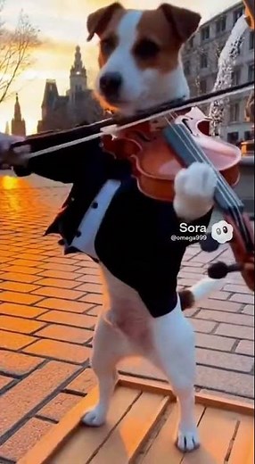 A Jack Russell terrier dog playing the violinA Jack Russell terrier dog playing the violin