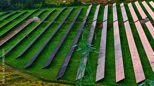 Large-scale solar farm designed to generate renewable electricity industrial scale