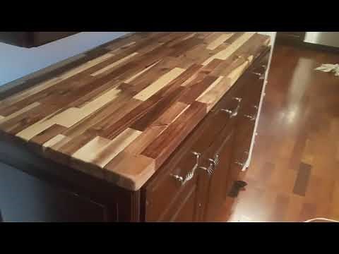 Acacia butcher block countertop from home depot finished in mineral oil