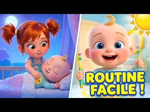 Bébé et sœur routine complète du matin au soir 🌞🌙 Apprendre les gestes du quotidien Tap Tap Caneton