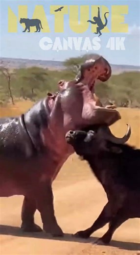 Hippo vs Buffalo: Brutal Muddy Waterhole Clash Caught on Safari Jeep Camera (Insane Real Fight 4K)