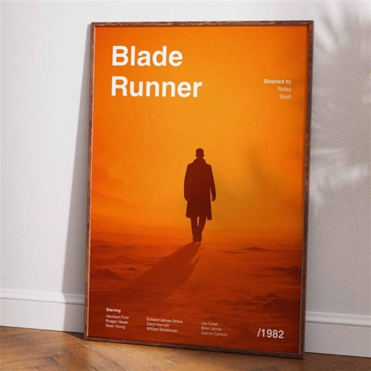 Minimalist Movie Poster of Blade Runner, Digital Wall Art, Printable Orange Print, Modern Cinema Decor, Gallery Unique Room Art - Etsy