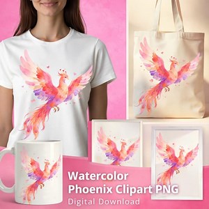 Watercolor Phoenix PNG for Valentine | Phoenix Love Clipart for Sublimation & Cricut | Instant Download - Etsy